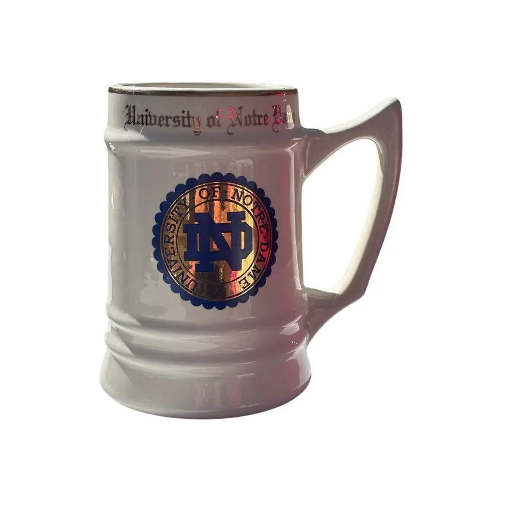 University of Notre Dame Vintage Large Stein Mug Logo Blue & Gold Collegiate
